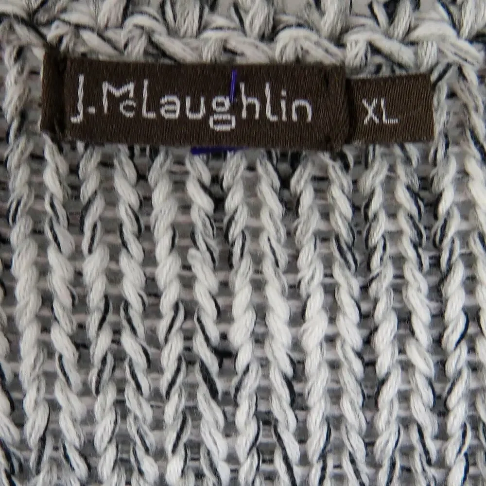 J. McLaughlin Gray Tweed Fringe Herringbone Jacket Cardigan with Pockets XL